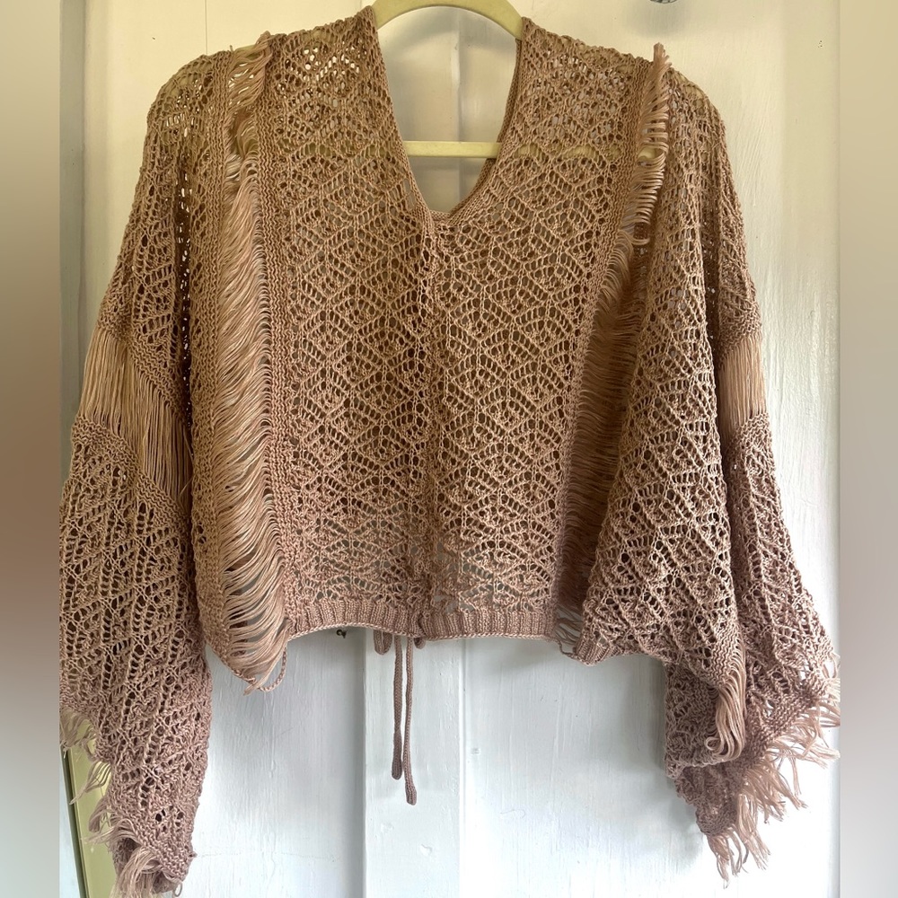 Medium Lace Up Open Knit Longsleeve Jumper